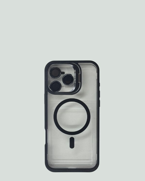 iPhone 16 Pro Max MagSafe Mobilskal med Kameraskydd & Ställ – Transparent Baksida